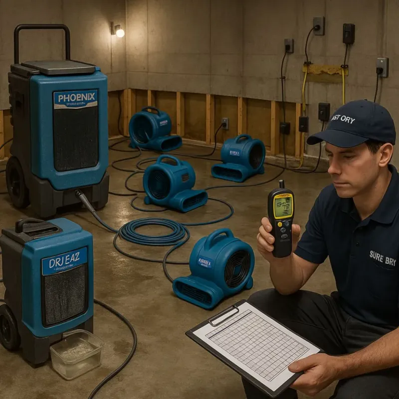 Structural Drying and Dehumidification process in Justice, OK